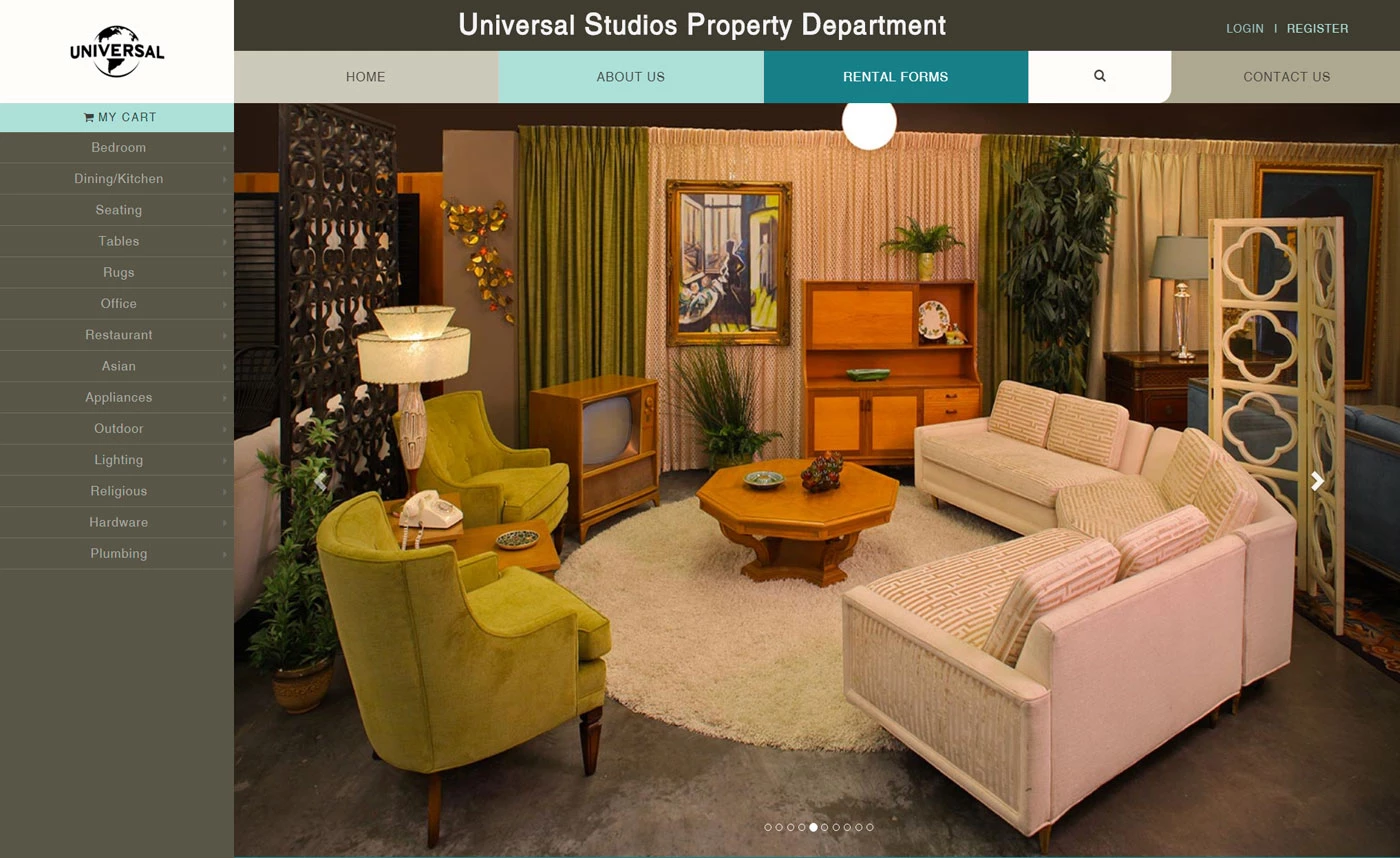Universal Studios Property Department Website Home Page