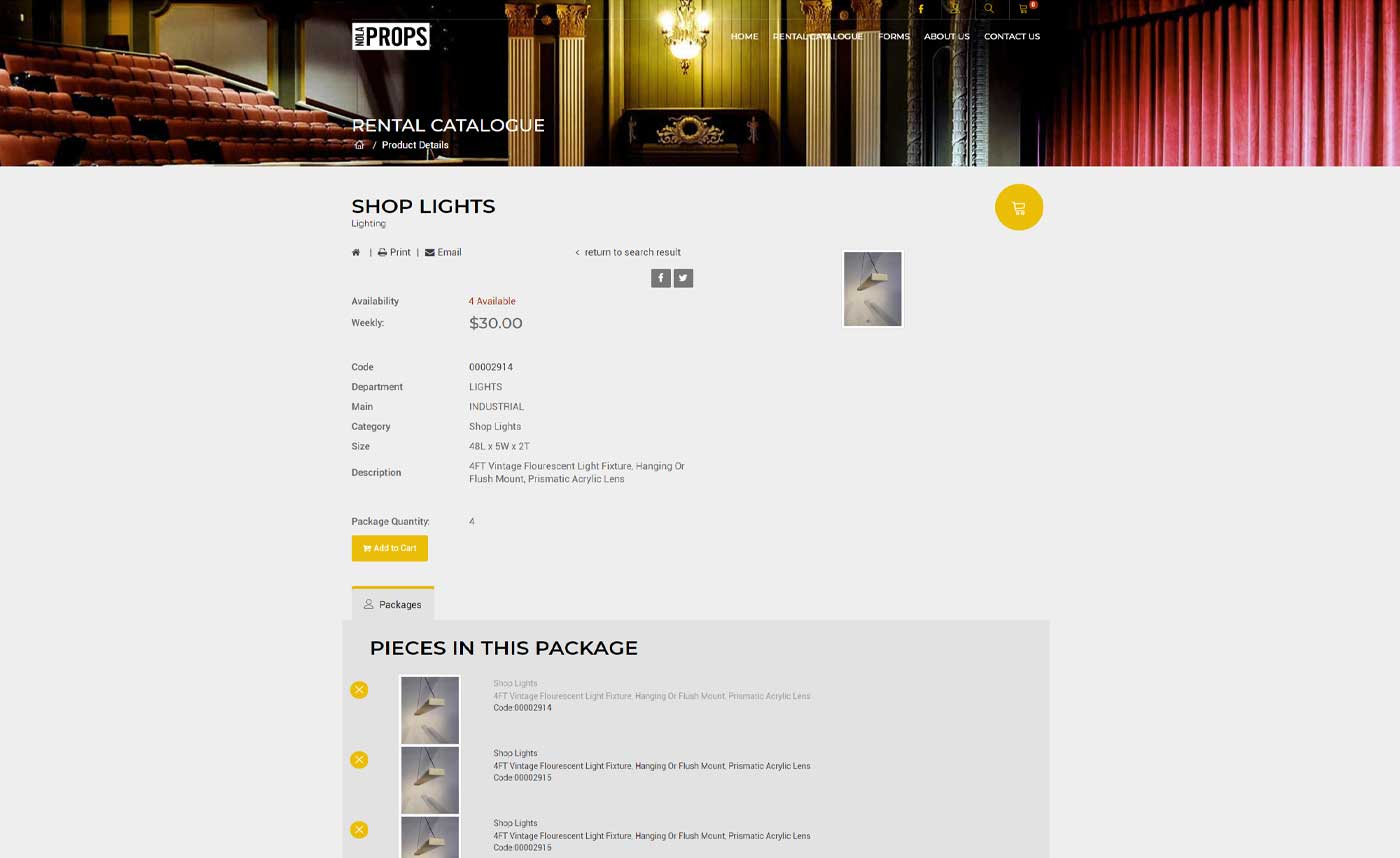 Nola Props Website Item Detail Page